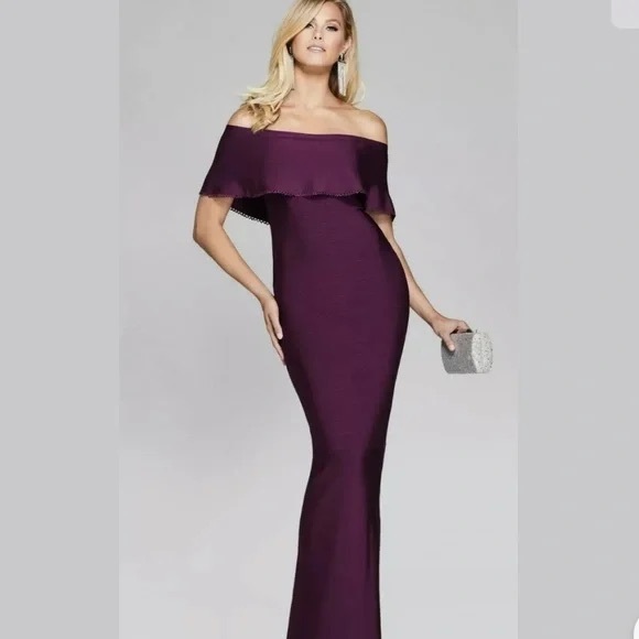 NWOT Marciano Meldon Off The Shoulder Bandage Gown in Plum - Picture 10 of 14